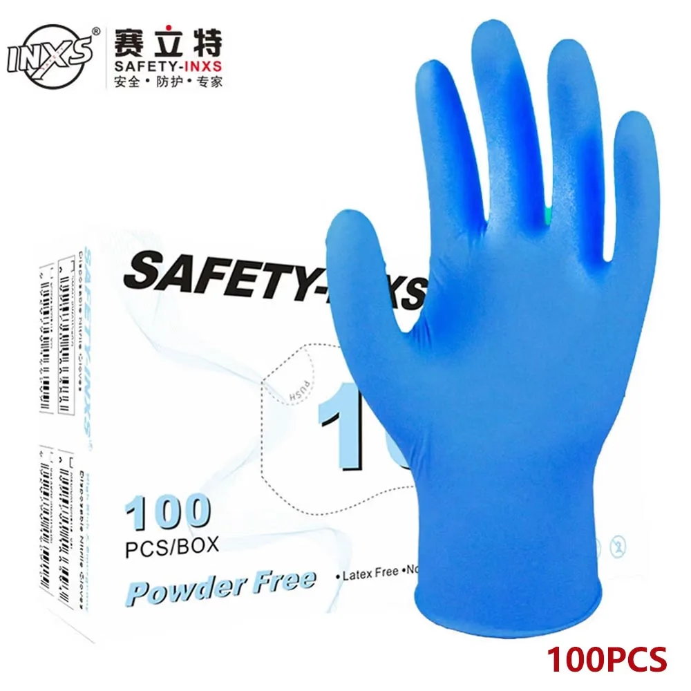 Exam Glove Nitrile - 100枚入り ブルーニトリル検査用手袋 パウダーフリー 指先テクスチャ加工 使い捨て保護手袋