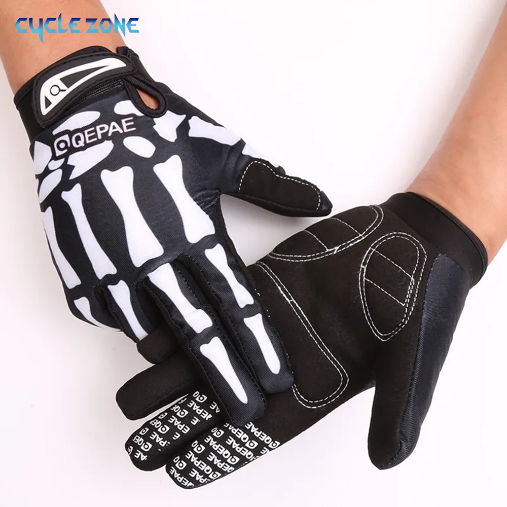 Gardening Glove Waterproof - フルフィンガーグローブスケルトンプリントウォームスポーツサイクリンググローブ男性と女性のスカルグローブ滑り止めミトンバイク自転車用品