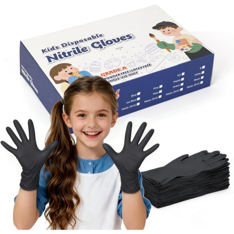 子供用黒ニトリル使い捨て手袋 4-12 歳用 3.5mil  - Latex Disposable Glove のレビューと価格
